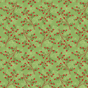 Studio E Snow Place Like Home Tossed Sprigs Green Cotton Flannel Fabric By Yd
