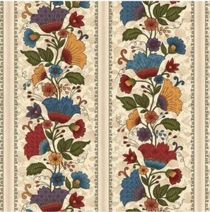 Blank Quilting Ashton Collection Floral Stripe Ivory Cotton Fabric By The Yard