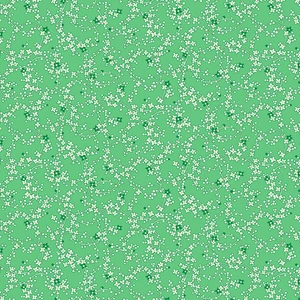 Henry Glass Nana Mae V Tiny Chain Of Daisies Green Cotton Fabric By The Yard