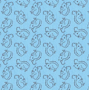 Studio E Bob Ross Joy of Painting Tossed Squirrels Blue Fabric by The Yard