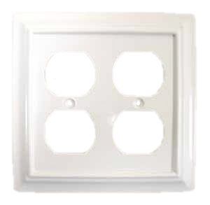 White Architect Double Duplex Outlet Cover Wall Plate White Architect Double Duplex Outlet Cover Wall Plate