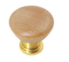 P50094-PL1 Brass & Wood Drawer Cabinet Knob Pull 1 3/16" dia