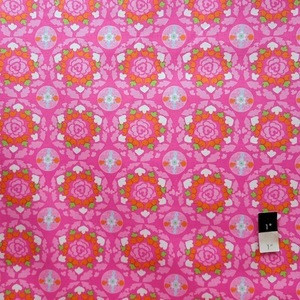 Dena Designs LIDF001 Sunshine Circle Pink Linen Fabric By Yard