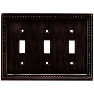 64408 Beaded Venetian Bronze Triple Switch Cover Plate