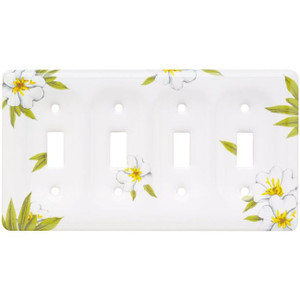 64510 White Ceramic Magnolia Quad Switch Cover Plate