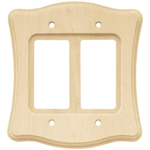 64630 Scallop Unfinished Wood Double GFCI Wall Plate