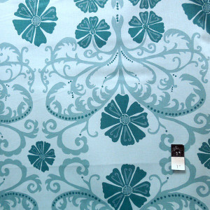 Valori Well LVW03 Jenaveve Tribal Floral Teal Linen Fabric By Yard