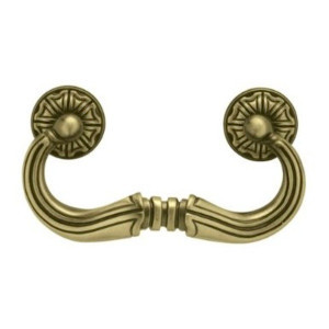 PBF137-ABT 3" French Huit Bail Cabinet Drawer Knob Pull Tumbled Antique Brass