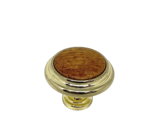 Liberty P50084C-PB3 Polished Brass & Oak 1 1/4" Cabinet Drawer Pull Knob