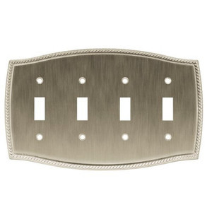 W094ZMC-BSN Satin Nickel Colonial Rope Quad Switch Cover Plate