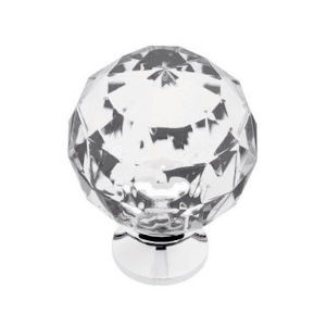 P30101CHC  1 3/16" Clear Faceted Acrylic Polished Chrome Knob Drawer Pull