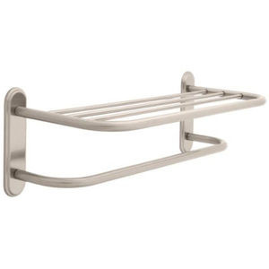 2790SN 24" Towel Shelf w/ 1 Bar w/ Beveled Flanges Satin Nickel