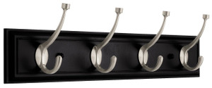 144429 27" 4 Pilltop Coat Hat Hook Rail Black & Satin Nickel 144429 27" 4 Pilltop Coat Hat Hook Rail Black & Satin Nickel