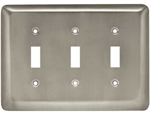 W10247-SN Stamped Satin NIckel Triple Toggle Switch Plate Cover W10247-SN Stamped Satin NIckel Triple Toggle Switch Plate Cover