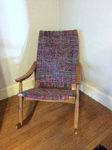Re-caning an antique rocking chair with self made twine Re-caning an antique rocking chair with self made twine