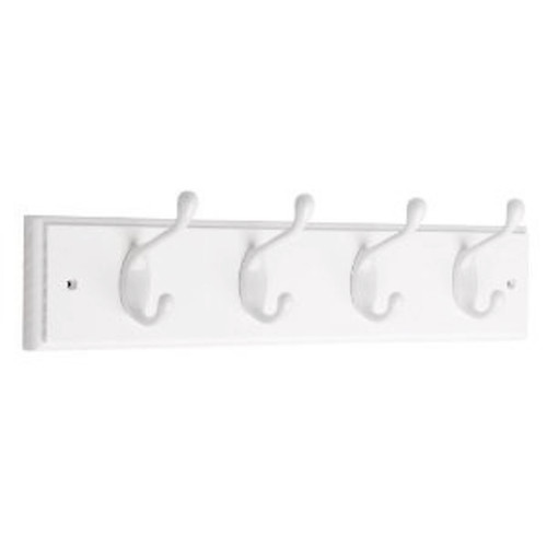 129847 4 Hook Coat/Hat Rail White with White Hooks 3" x 18"