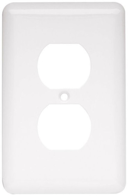 W10249-W White Stamped Single Duplex Outlet Cover Plate