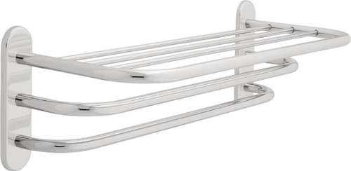 43424 24" Towel Shelf w/ 2 Bars Concealed Mount Polished Chrome