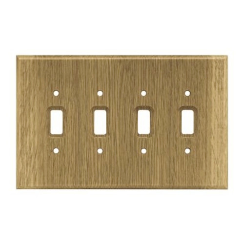 126431 Medium Oak Wood Quad Switch Cover Plate