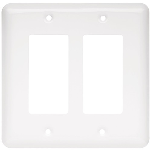 64088 White Stamped Metal Double GFCI Cover Plate