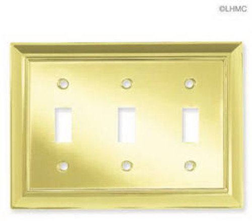 64224 Brass Architect Triple Switch Cover Plate