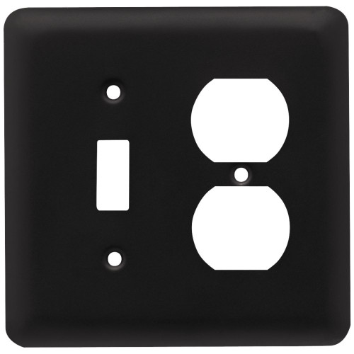 64360 Stamped Flat Black Single Switch Single Duplex Outlet Cover Plate