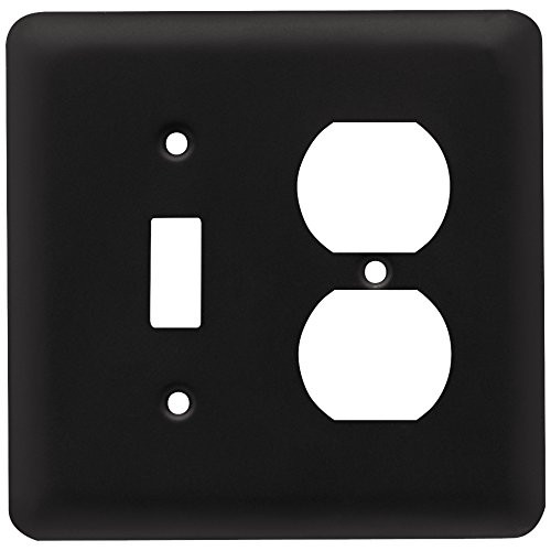 64360 Stamped Flat Black Single Switch Single Duplex Outlet Cover Plate