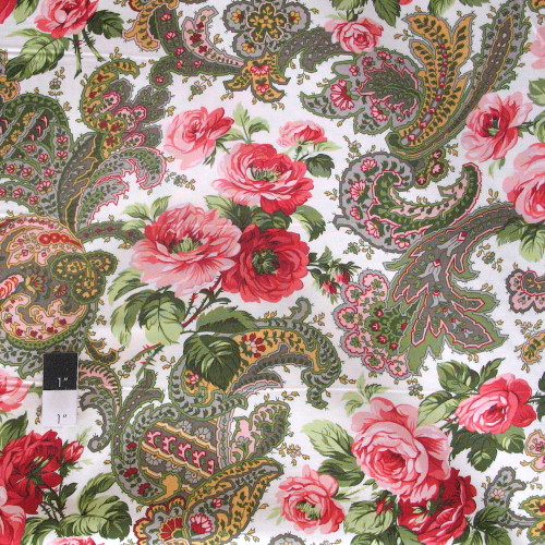 Verna Mosquera PWVM132 Indigo Rose Rose Paisley Vanilla Cotton Fabric By Yd
