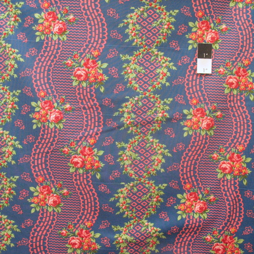 Verna Mosquera PWVM133 Indigo Rose Blossom Time Midnight Cotton Fabric By Yd