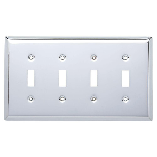 Chrome Stamped Quad Switch Cover Wall Plate