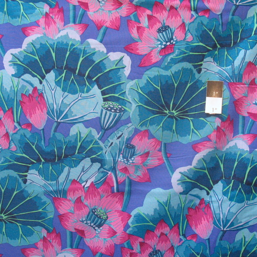 Kaffe Fassett GP93 Lake Blossoms Blue Cotton Quilting Fabric By The Yard