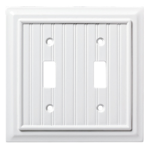 W17997-PW Pure White Beadboard Wood Architect Double Switch Cover Plate