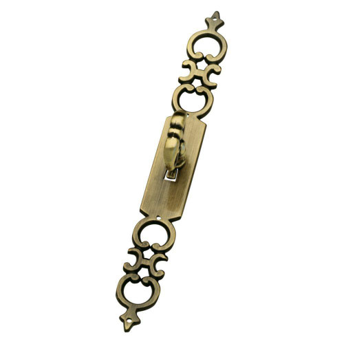 KSK001-AB Antique Brass Cabinet Drawer Key Style Knob w/ Ornate Backplate