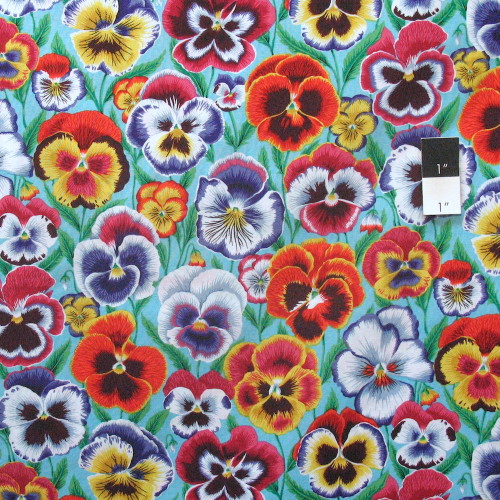 Philip Jacobs PWPJ076 Pansies Aqua Cotton Quilting Fabric By Yard