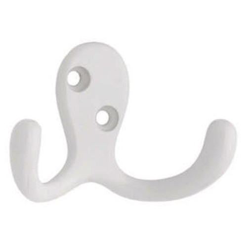 139600 Double Prong Hook White Finish  Pack  of 2