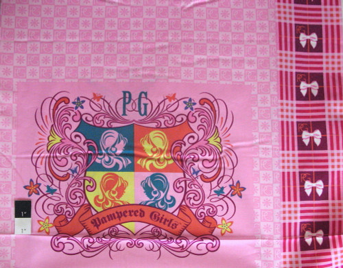 Pink Concepts Pampered Girls Pillow Panel Logo Crests Cotton Fabric By Yard