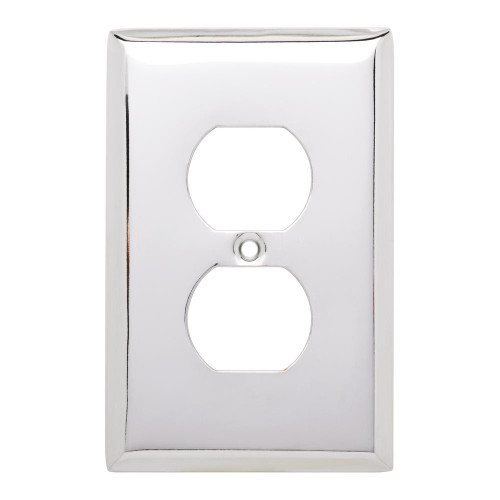 W10226-PC Chrome Stamped Square Single Duplex Outlet Cover Plate