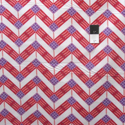 Zandra Rhodes Feathered PWZR016 Zig Zag Berry Cotton Fabric By Yd