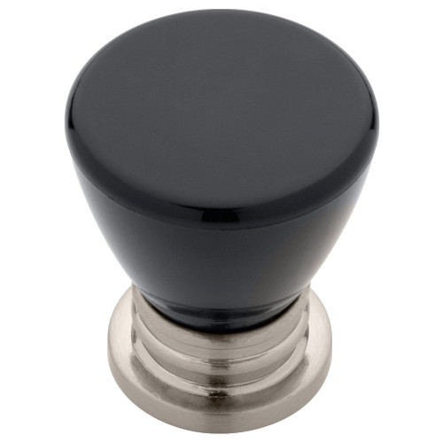 P15843C-SNB Crystal Lace 1 1/8" Round Cabinet Drawer Knob Satin Nickel & Black