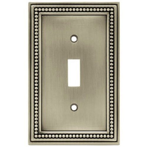 W10097-BSP Brushed Satin Pewter Beaded Single Switch Cover Plate