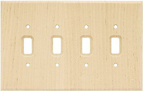 126797 Unfinished Wood Quad Switch Cover Wall Plate