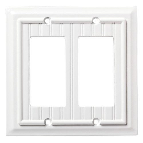 W35272-PW Pure White Classic Beadboard Wood Architect Double GFCI Cover Plate