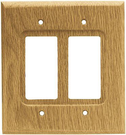 Brainerd 64654 Medium Oak Wood Double GFCI Outlet Cover Wall Plate