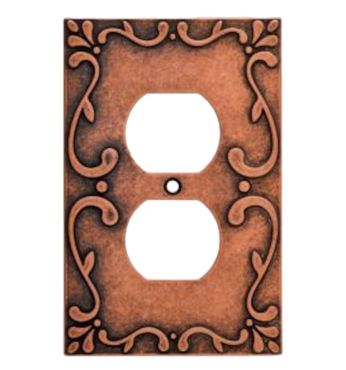W35071-CPS Classic Lace Single Duplex Outlet Cover Plate Sponged Copper