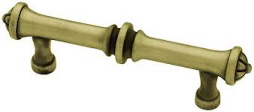 PN1293-ABT  3" French Tassel Cabinet Drawer Knob Pull Tumbled Antique Brass