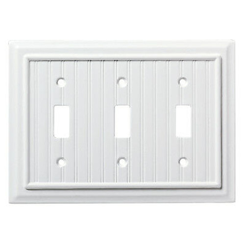 W35273 Pure White Beadboard Triple Switch Wall Cover Plate