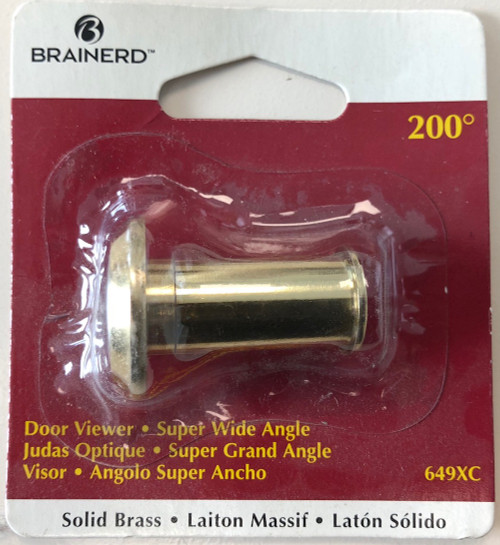 Brainerd 649XC 200° Super Wide Angle Door Viewer Solid Brass