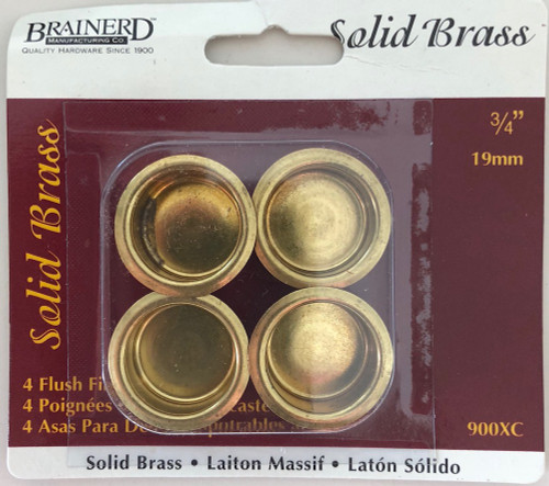 Brainerd 900XC 3/4" Flush Finger Pull Solid Brass 4 Pack