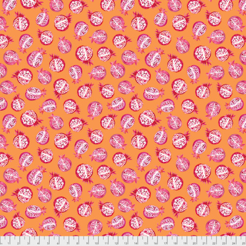 Corinne Haig PWCH003 Artichoke Garden Pomegranates Orange Cotton Fabric By Yd