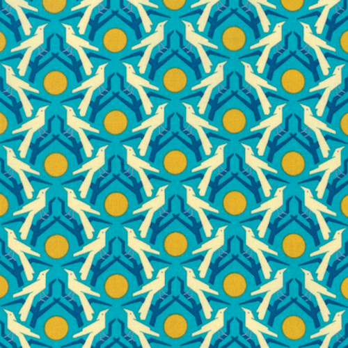 Heather Bailey Hello Love PWHB076 Blackbird Blue Cotton Fabric By The Yard